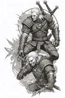 Witcher battling tattoo design idea