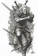 Witcher battling tattoo design idea