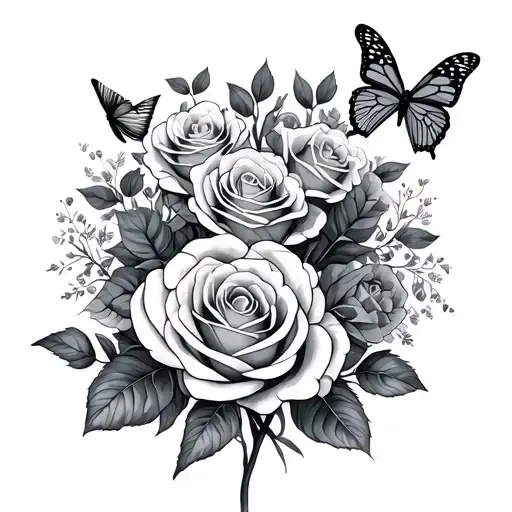 you're enough you matter surround by a lot of roses and a couple of butterfly  tattoo design idea