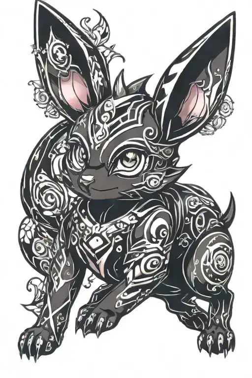 shiny umbreon for sleeve tattoo design featuring characters tattoo design idea