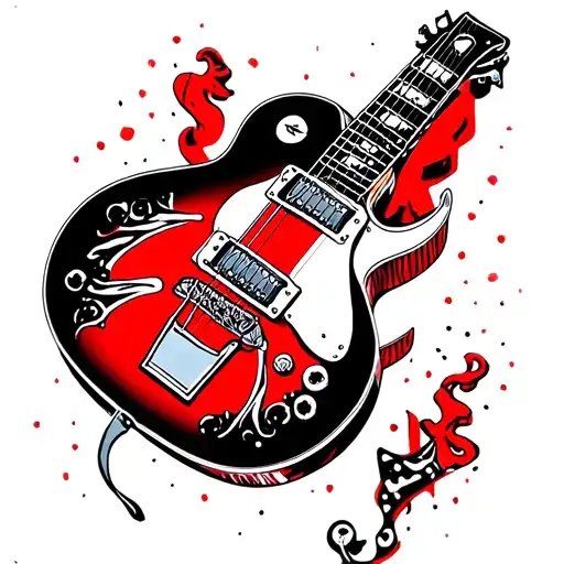 Rockabilly rebel losange Guitar card tattoo design idea