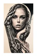bionic cyborg arm sleeve tattoo design idea