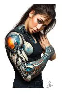 bionic cyborg arm sleeve tattoo design idea