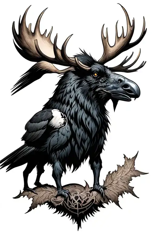 Crow, Moose and a Beast that is not evil, but shows strength and resolve. tattoo design idea
