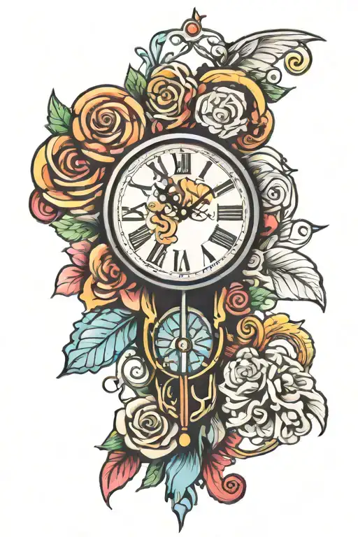 wall clock with candy tattoo design idea