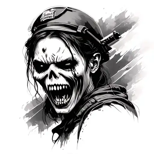resident evil zombie police tattoo design idea