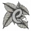 pothos illustrative blackwork foliage small snake tattoo design idea