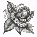 pothos illustrative blackwork foliage small snake tattoo design idea