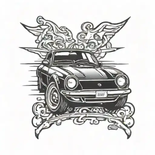 cartoon style Miata 1980 with pop up headlights tattoo design idea