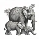 Mama Elephant And Baby Elephant tattoo design idea
