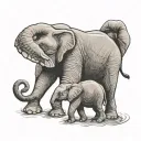 Mama Elephant And Baby Elephant tattoo design idea