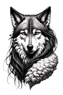 half woman half wolf in sheep's clothing tattoo design idea