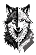 half woman half wolf in sheep's clothing tattoo design idea