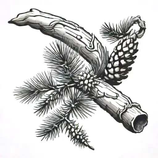 white pine branch, quartz, dagger wrapped around tattoo design idea
