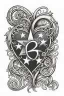 stars number 4 chrome heart 1of1 highlighted tattoo design idea