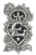 stars number 4 chrome heart 1of1 highlighted tattoo design idea