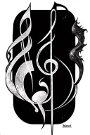 demonic music notes and galaxies  tattoo design idea