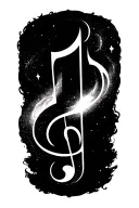 demonic music notes and galaxies  tattoo design idea