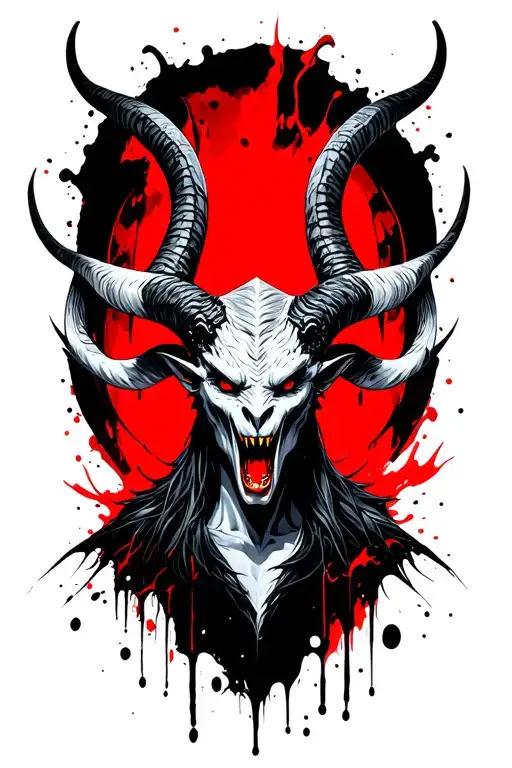 Create a dark, imposing Baphomet inspired by Ragnarok Online (2002) with a menacing vibe. Design notes: humanoid demon tattoo design idea