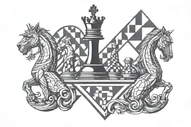 king chess piece inside triangle tattoo design idea
