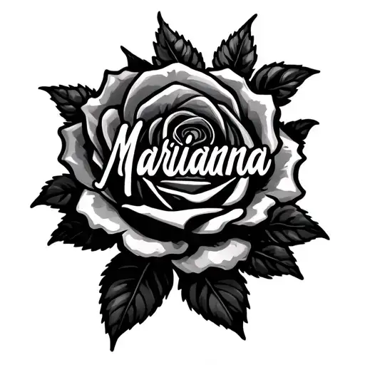 Marianna rose name written tattoo design idea