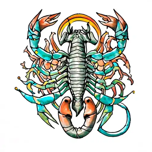 scorpio, sagittarius, pisces sign mixed tattoo design idea