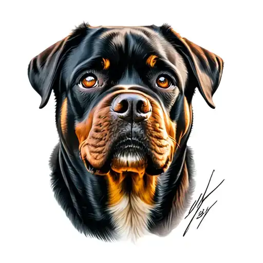 tattoo on upper arm, rottweiler head, shaded around tattoo design idea