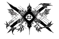 "Jhullia" Number 22 combined with jerusalem cross made tattoo design idea