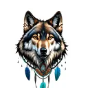 wolf head and dreamcatcher tattoo design idea