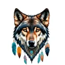 wolf head and dreamcatcher tattoo design idea