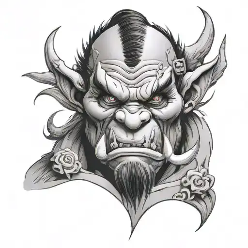 orc face japanese style tattoo design idea