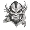 orc face japanese style tattoo design idea