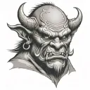 orc face japanese style tattoo design idea