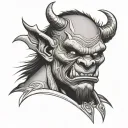 orc face japanese style tattoo design idea