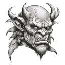 orc face japanese style tattoo design idea