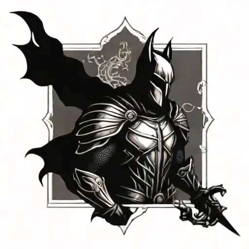 dark fantasy knight tattoo design idea