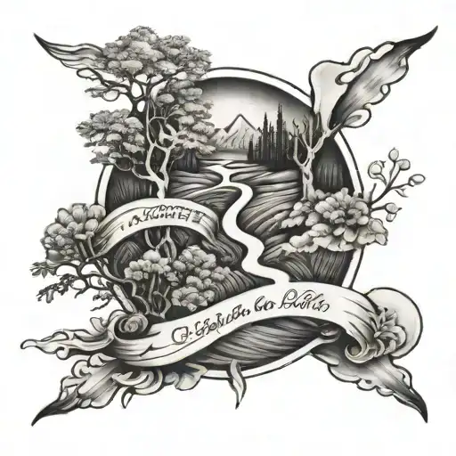 path that splits into 2 paths, "choose your own path" around it tattoo design idea