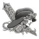 ambition and money black and white tattoo design idea