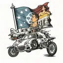 Colombia flag with Indian boy and car and planes  tattoo design idea