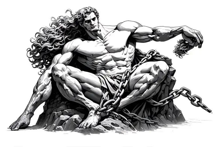Prometheus chained to a rock tattoo design idea