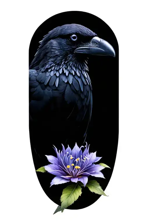 Two ravens with tradescantia zebrina tattoo design idea