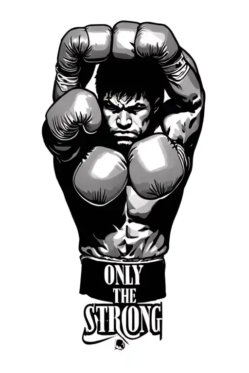 only the strong survive boxing tattoo design idea