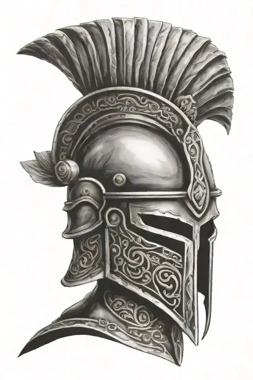 gladiator helmet adorned tattoo design idea