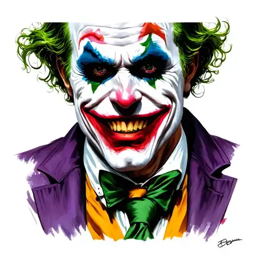The Joker's iconic smile can symbolize the character's ability to hide pain and trauma, or it can represent a dark, pote tattoo design idea