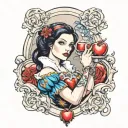 Snow White holding a hour glass tattoo design idea