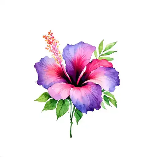 purple and magenta Hibiscus flower bouquet tattoo design idea