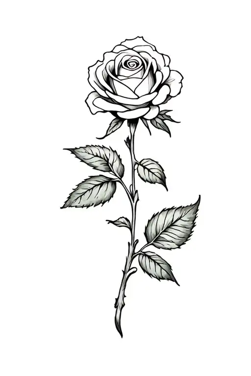  rose tattoo but the stem being Nana in cursive verticaly tattoo design idea