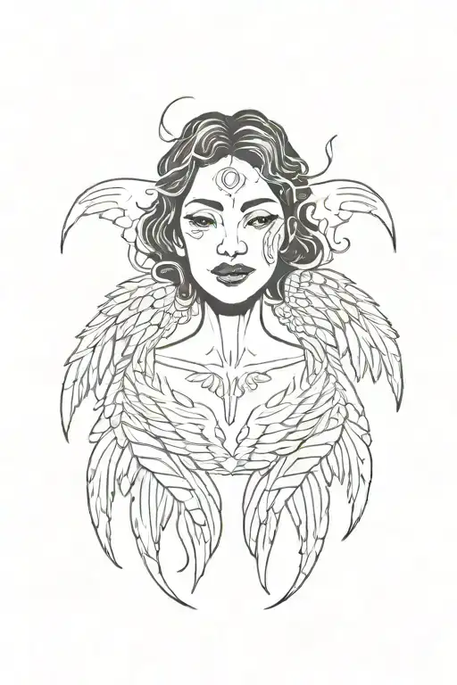 Angel wings and voodoo sign on throat I'm holding tattoo design idea