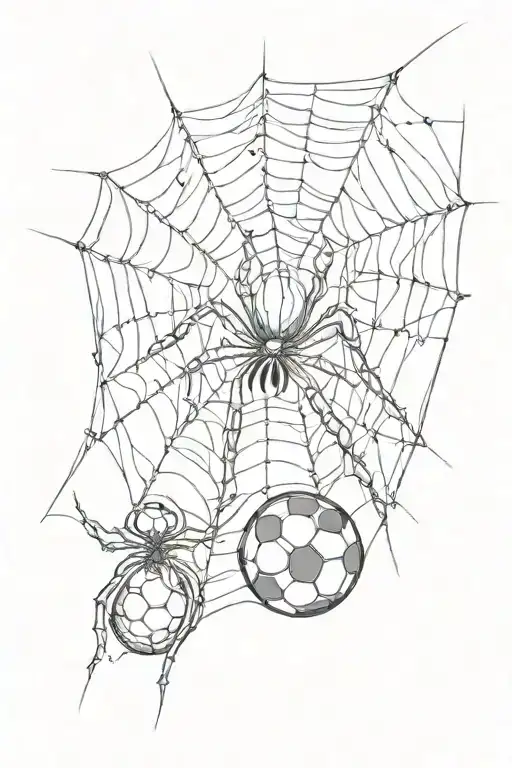 a spider with a web and something with a football tattoo design idea