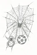 a spider with a web and something with a football tattoo design idea